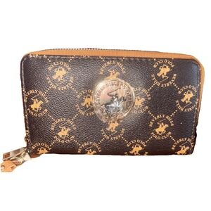 Beverly Hills Polo Club Women's Brown Wallet Zip Around Clutch